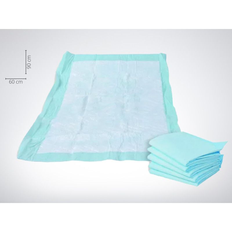 Die Unterlage für Liegen ist rechteckig, mintgrün mit einer transparenten Mitte, misst 90 x 60 cm und wird zusammen mit mehreren gefalteten Unterlagen präsentiert.