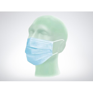 OP-Maske mit elastischen Ohrschlaufen, Blau