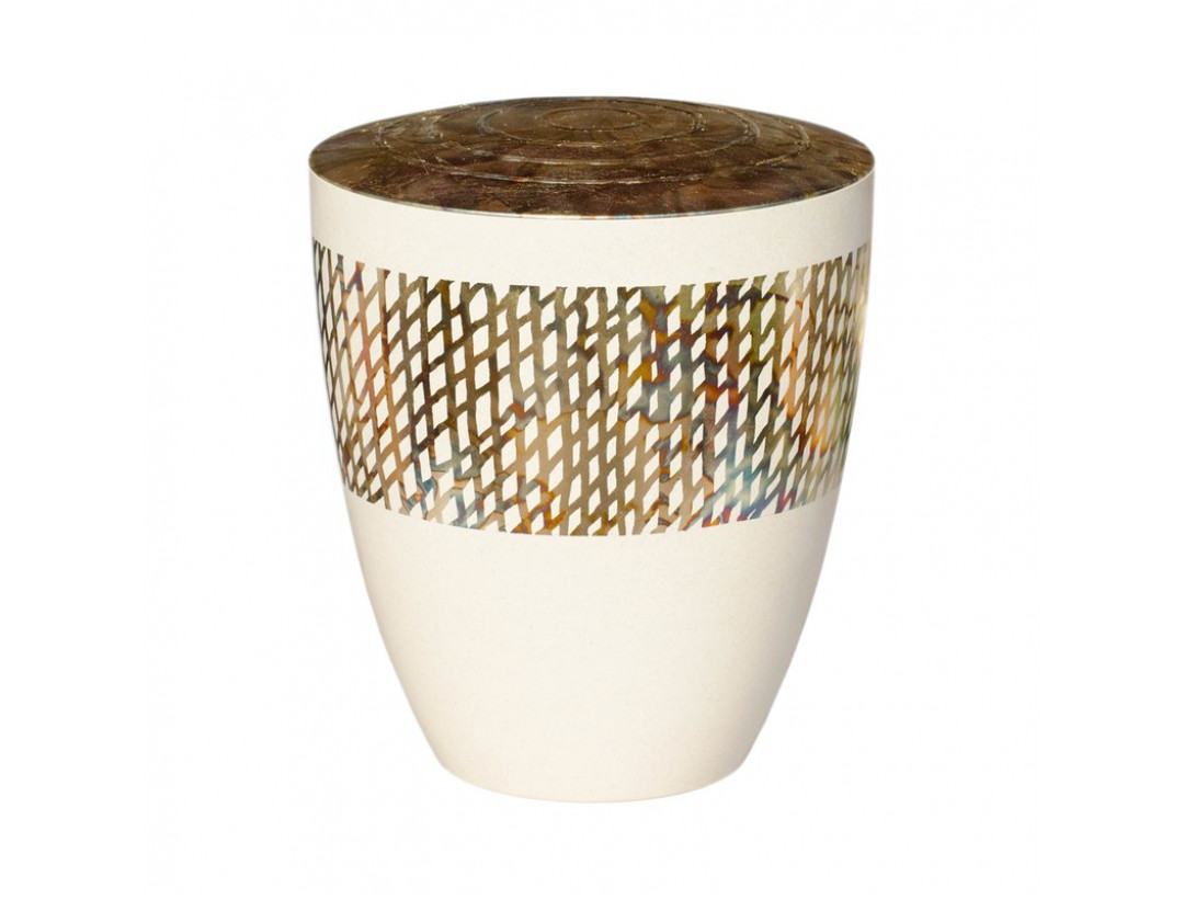 Design-Urne: Cremeweiß Netzgestaltung mit Deckel Lebenslinien