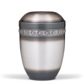 Stahlurne, Antik galvanisch abgestuft, Rosendekor