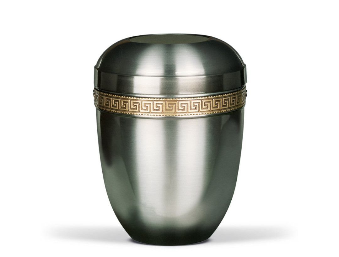 Stahlurne, ZIHESTA, Patina Effekt und Mäanderfries