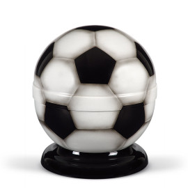 Stahlurne, Fussball Airbrush Schwarz-Weiß, Sockel Schwarz