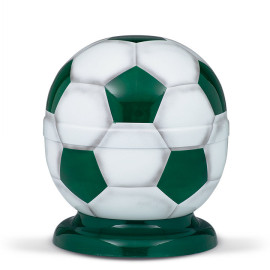 Stahlurne, Fussball Airbrush Grün-Weiß, Sockel Grün