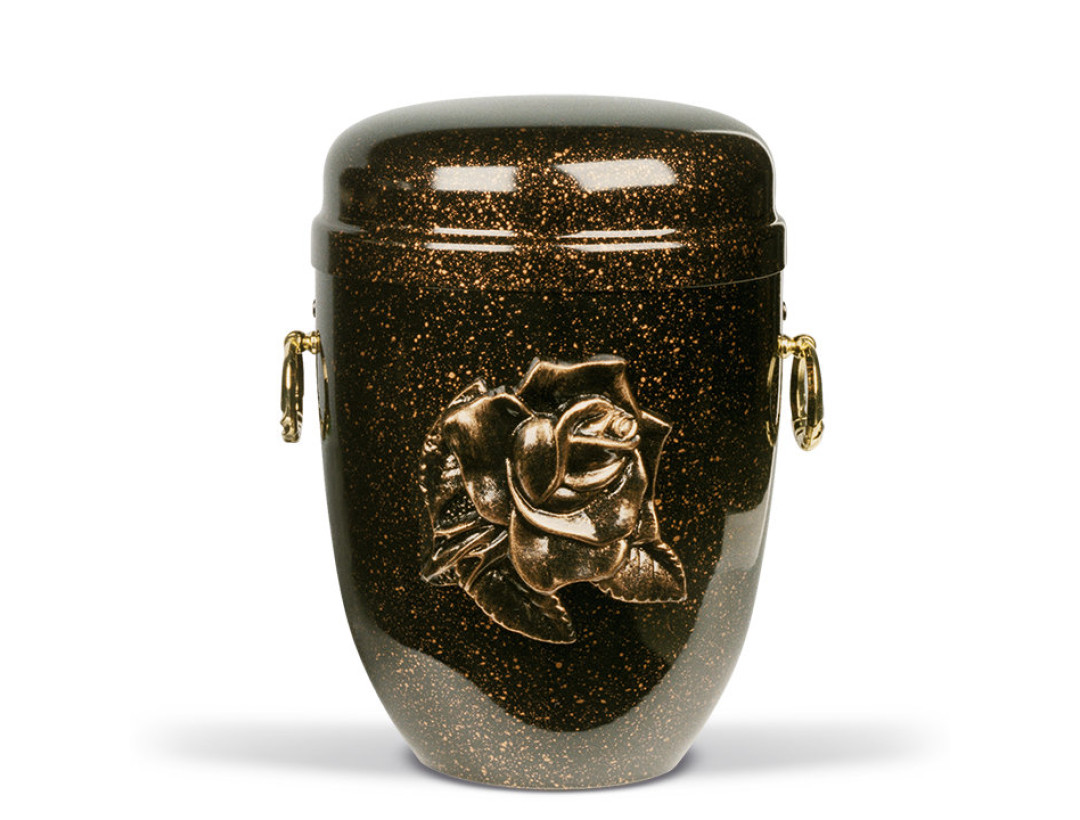 Stahlurne, Kupfer - Sprenkel Massiv Rose pat. MS-Zieringe