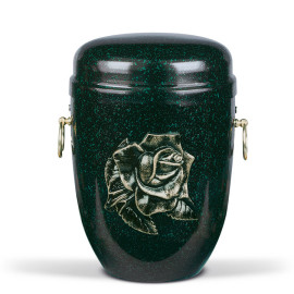 Stahlurne, Grün - Sprenkel Massiv Rose pat., MS-Zieringe