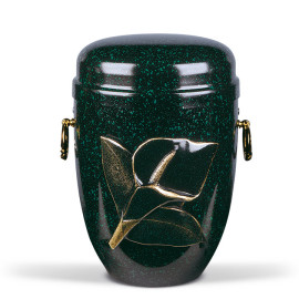 Stahlurne, Grün - Sprenkel Massive Kahla pat. MS-Zieringe