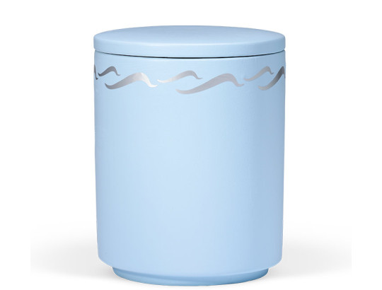 Seeurne, Atlantikblau, silber Wellendekor