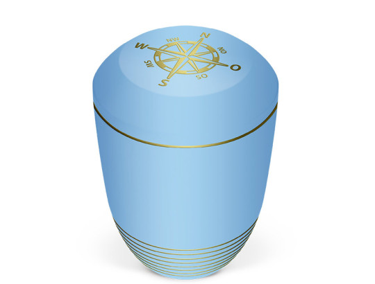 Seeurne, Atlantikblau, Gold Kompassdekor