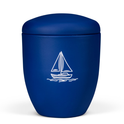 Seeurne, dunkelblau, Motiv: Boot
