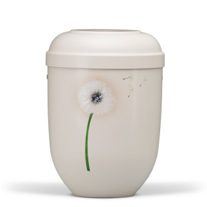 Naturstoffurne, Cremeweiß, Airbrush Motiv: Pusteblume