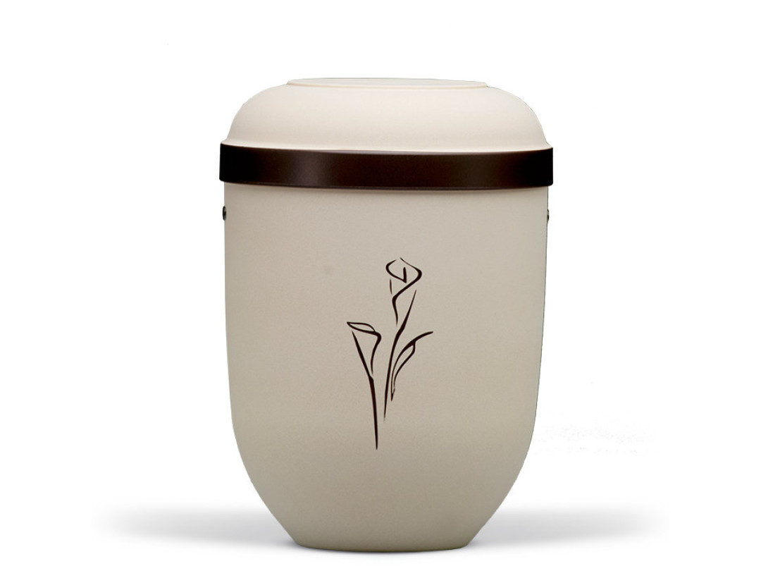 Naturstoffurne, Hell Beige Velours Braun abgesetzt, Calla Braun