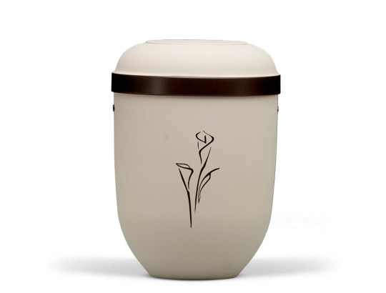 Naturstoffurne, Hell Beige Velours Braun abgesetzt, Calla Braun