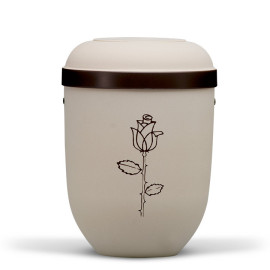 Naturstoffurne, Hell Beige Velours Braun abgesetzt, Rose braun