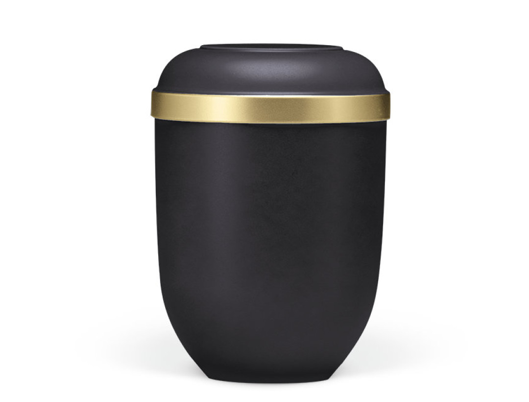 Naturstoffurne, Anthrazit Velours, Goldrand,