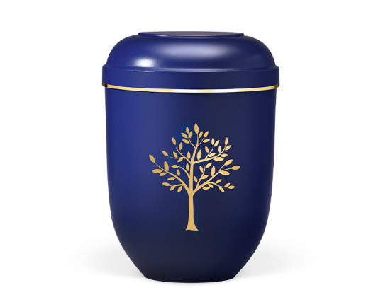 Naturstoffurne, Nacht Blau Moderner Baum Goldfolie, Goldband