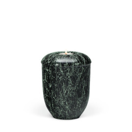 Keramik, Grün patiniert Gedenkurne mit Teelicht