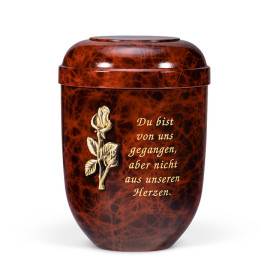 Naturstoffurne, Wurzelholzdesign Messing Rosenzweig, Text 2