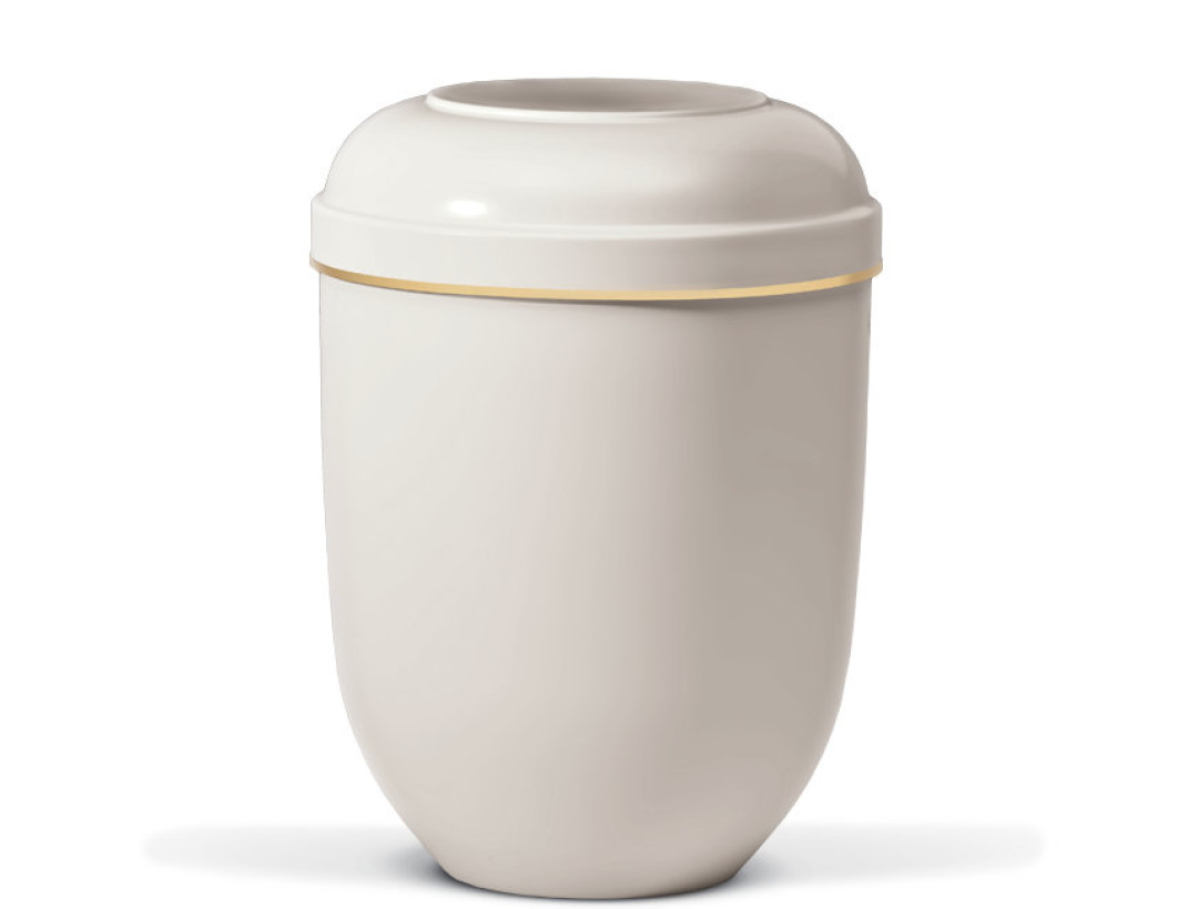Naturstoffurne, Cremeweiß, Goldband