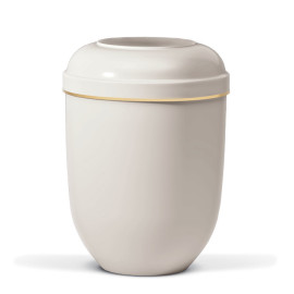 Naturstoffurne, Cremeweiß, Goldband