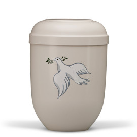 Naturstoffurne, Cremeweiß, Taube in Weiß