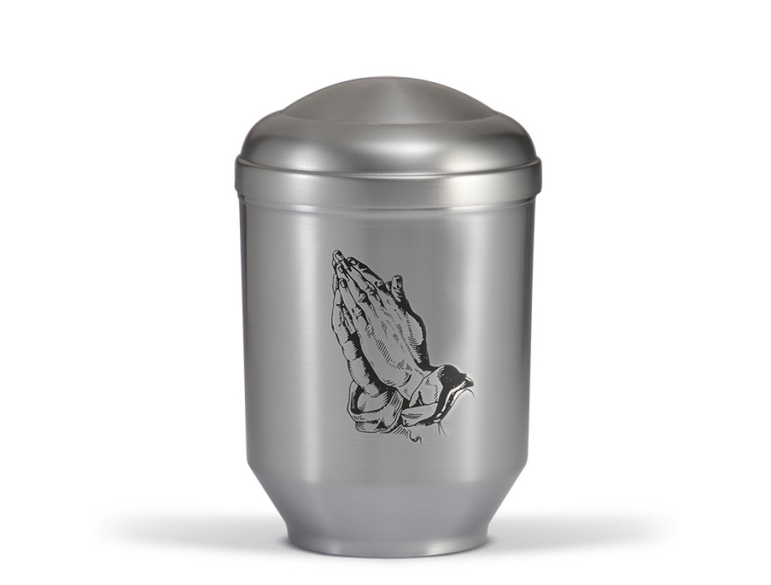 Stahlurne, ZIHESTA geschliffen, Betende Hände