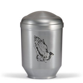 Stahlurne, ZIHESTA geschliffen, Betende Hände