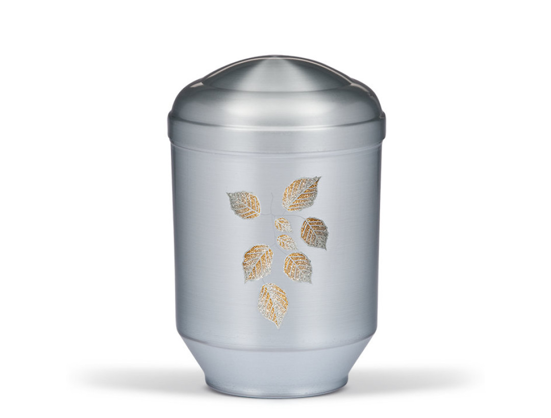 Stahlurne, ZIHESTA geschliffen, ART Design Blätter