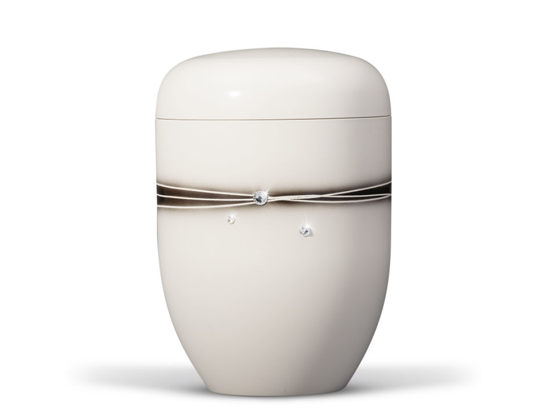 Naturstoffurne, Cremeweiß, Airbrush Crystal Elements