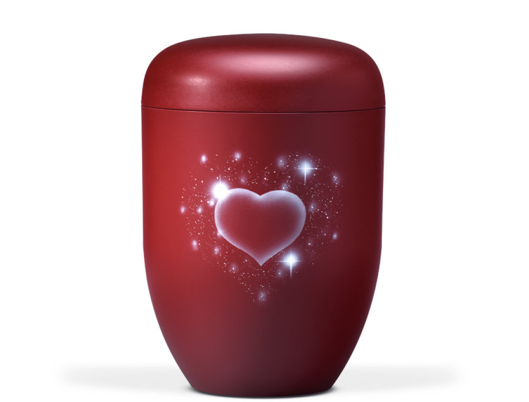 Naturstoffurne, Weinrot Vel. Airbrush Herz