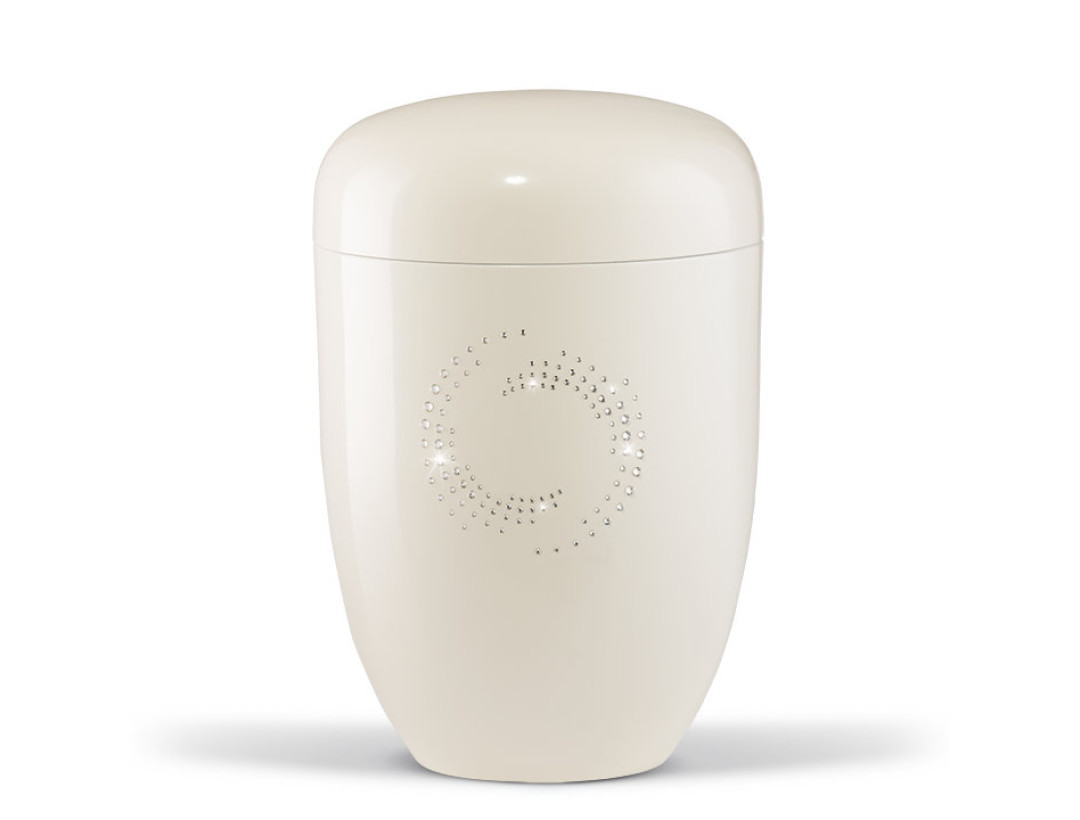 Naturstoffurne, Cremeweiß, Crystal Elements