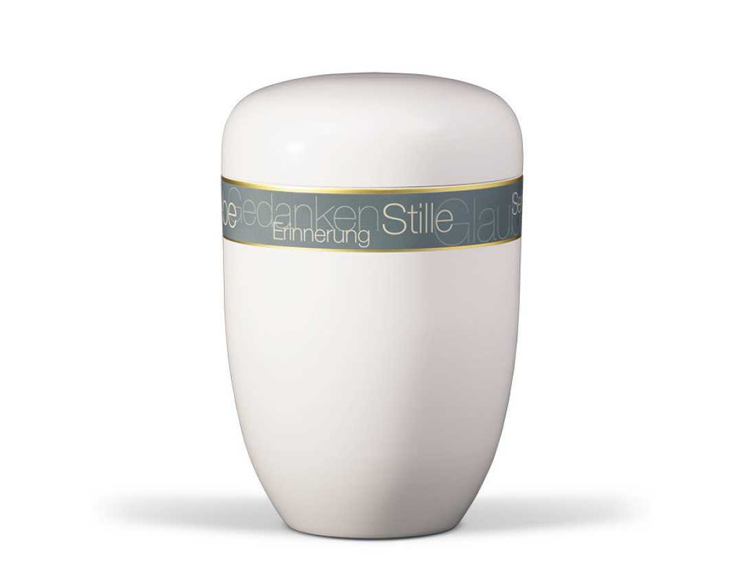 Naturstoffurne, Cremeweiß, Trauergedanken Bicolor