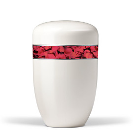 Naturstoffurne, Cremeweiß, Dekorband Motiv: Rosenblätter