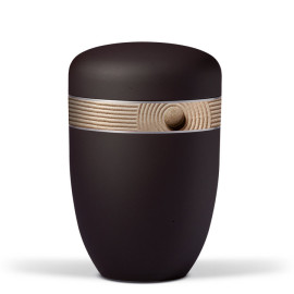 Naturstoffurne, Anthrazit Velours Dekorband Motiv: Steinrelief