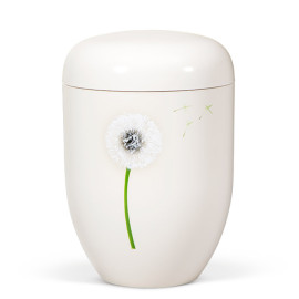 Naturstoffurne, Cremeweiß, Airbrush Pusteblume