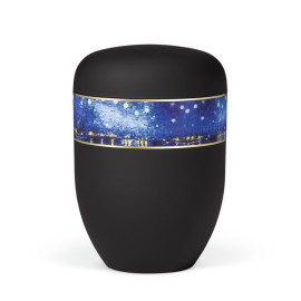 Naturstoffurne, Anthrazit Velours Dekor Van Gogh Sternennacht