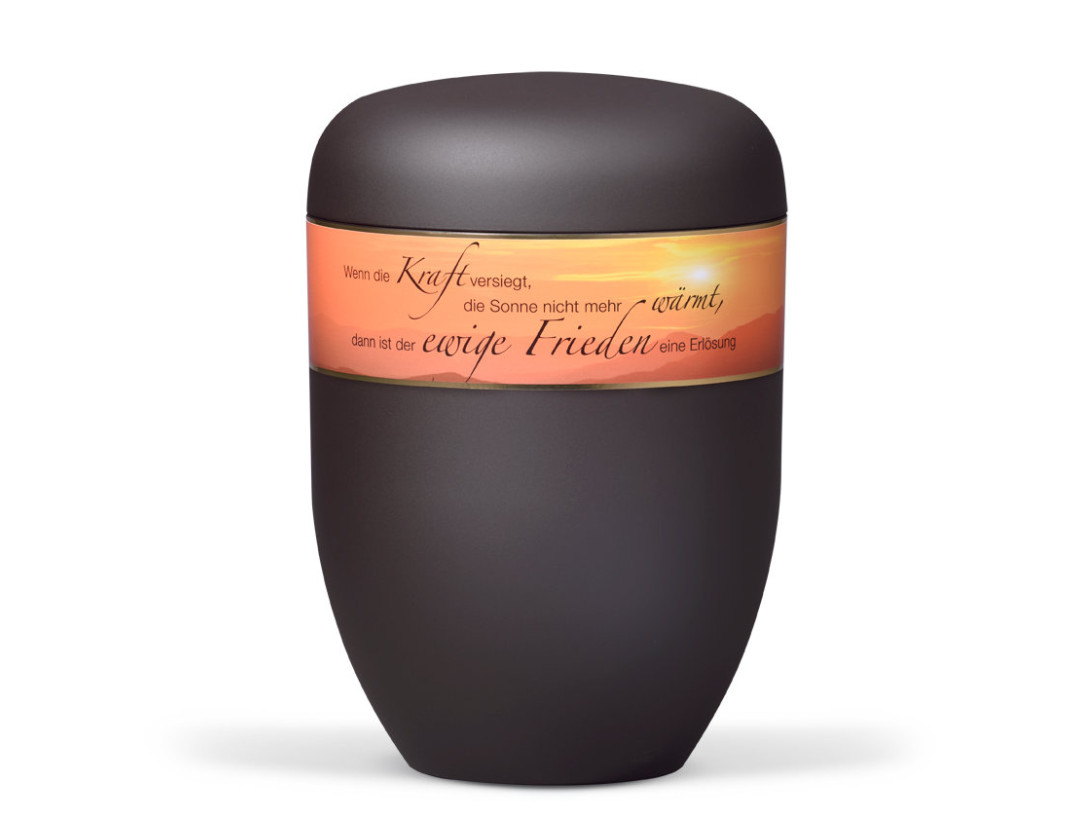 Naturstoffurne, Anthrazit Velours Dekorband: Trauertext 11