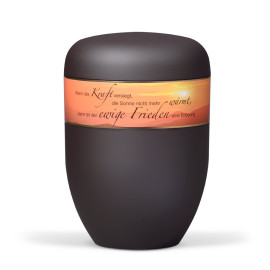 Naturstoffurne, Anthrazit Velours Dekorband: Trauertext 11