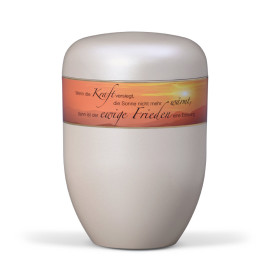 Naturstoffurne, Cremeweiß Perlmutt, Dekorband: Trauertext 11