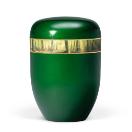 Naturstoffurne, Moosgrün, Dekorband Waldlichtung