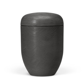 Naturstoffurne, Steinbeschichtet, Anthrazit-Grau, Wellenmotiv