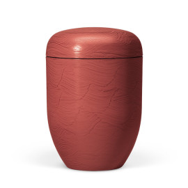Naturstoffurne, Steinbeschichtet, Bordeaux-Rot, Wellenmotiv