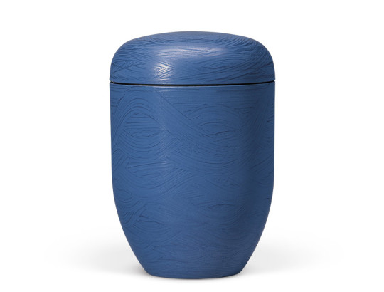 Naturstoffurne, Steinbeschichtet, Meeres-Blau, Wellenmotiv