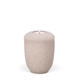 Keramik, beige, Sandbeschichtet, Gedenkurne mit Teelicht