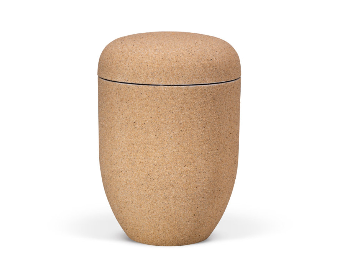 Naturstoffurne, Sandfarbend Sandbeschichtet