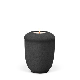 Keramik, Anthrazit, Sandbeschichtet, Gedenkurne mit Teelicht