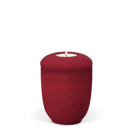 Keramik, Weinrot, Sandbeschichtet, Gedenkurne mit Teelicht