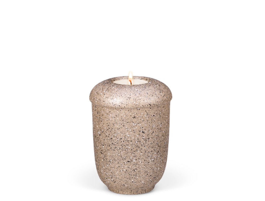 Keramikurne, Perlbeige, Steinoptik
