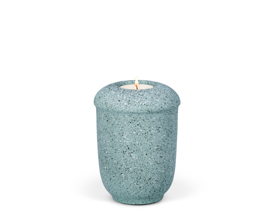 Keramikurne, Mintgrün, Steinoptik