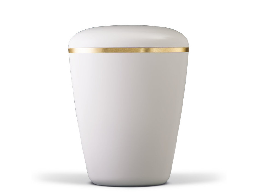 Naturstoffurne, Cremeweiß Goldband gebürstet