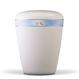 Naturstoffurne, Cremeweiß Dekorband: Tauben